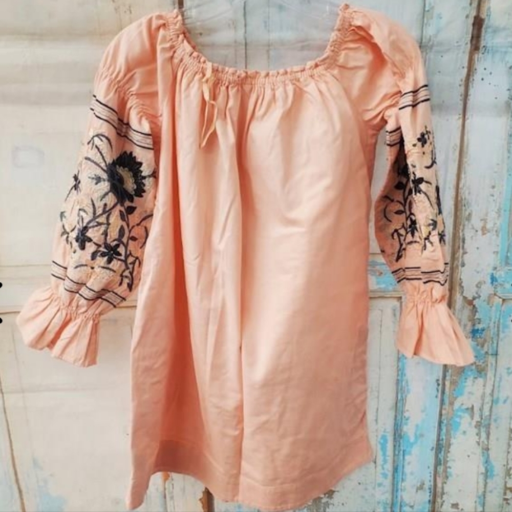 FREE PEOPLE Womens Pink Fleur Du Jour Embroidered Mini Dress Sz XS - Picture 2 of 3